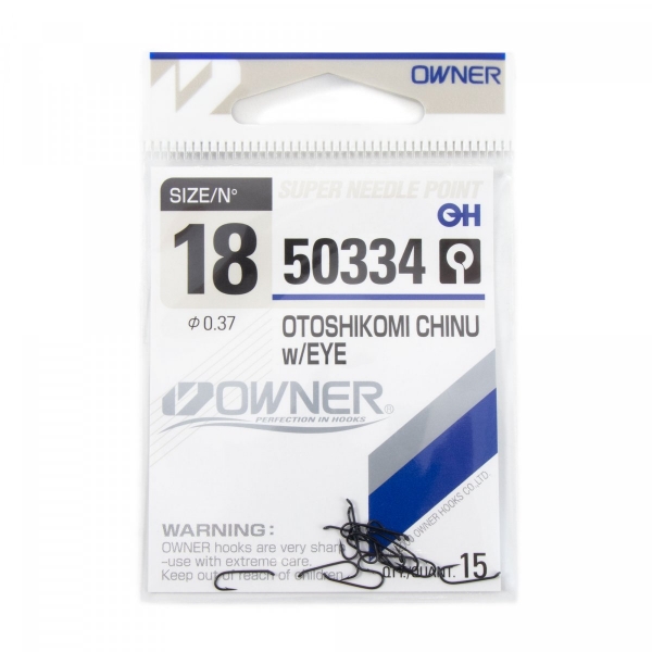 Крючок OWNER Otoshikomi Chinu w/eye №18 15шт, 50334-18