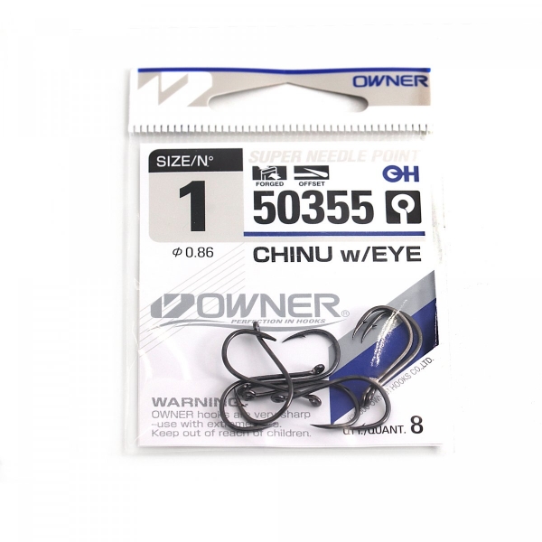 Крючок OWNER Chinu w/eye BC №1 8шт, 50355-01