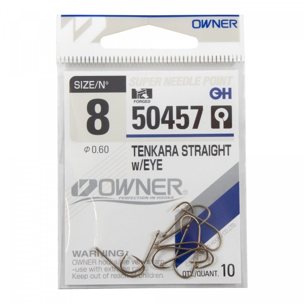 Крючок OWNER Tenkara Straight w/eye brown №8 10шт, 50457-08