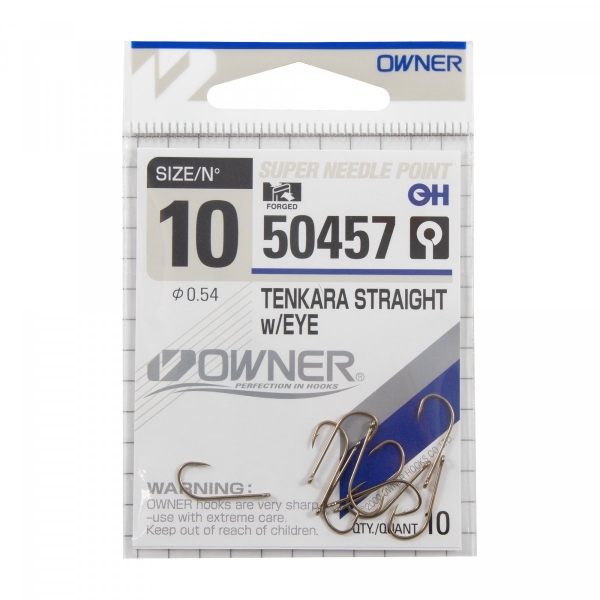 Крючок OWNER Tenkara Straight w/eye brown №10 10шт, 50457-10