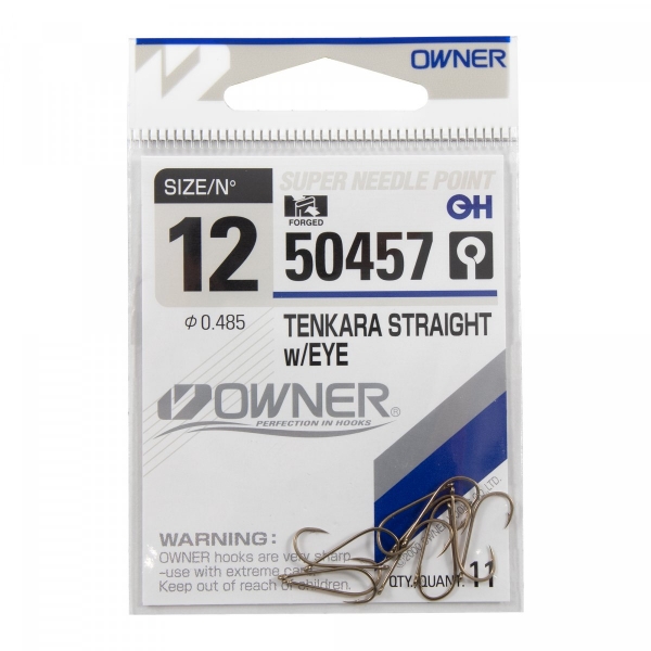 Крючок OWNER Tenkara Straight w/eye brown №12 11шт, 50457-12