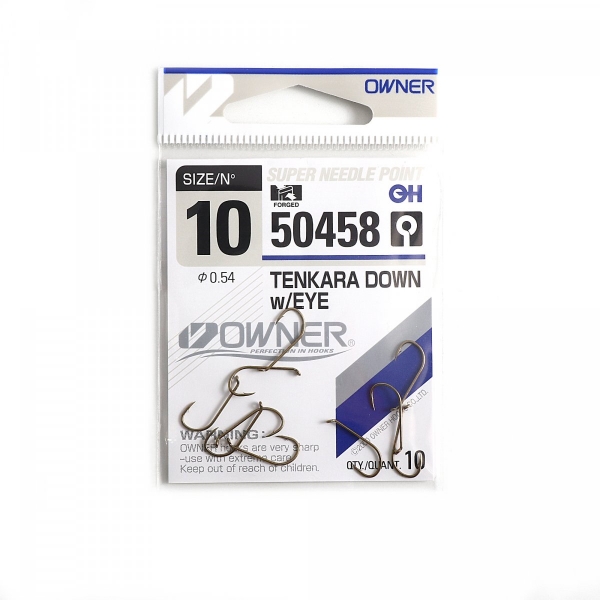 Крючок OWNER Tenkara Down w/eye brown №10 10шт, 50458-10