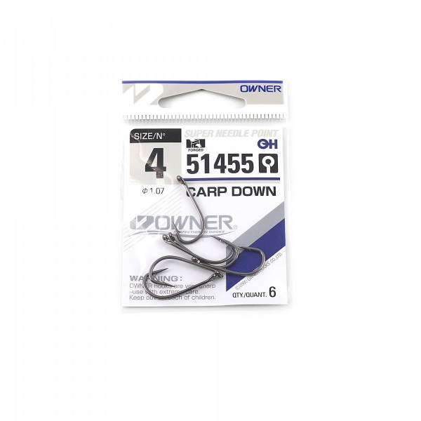 Крючок OWNER Carp Down BC №4 6шт, 51455-04