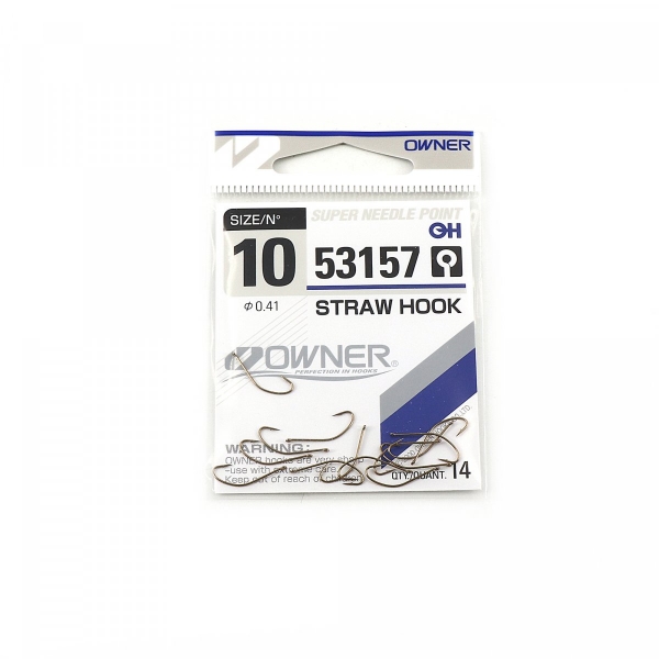 Крючок OWNER Straw Hook w/eye brown №10 14шт, 53157-10