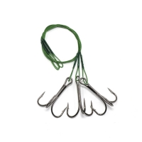 Поводок стальной NAMAZU Leader 1х7 Nylon Coated Green, d-0,42 мм, L-20 см, с тройным крючком 35647 R арт. N-LS42-20TR1L