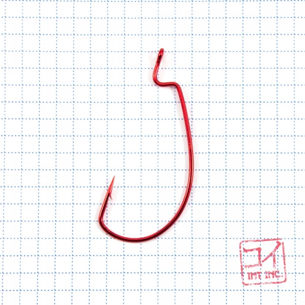 Крючок KOI "SUPER LOCK WORM ", размер 3/0 (INT), цвет RED, офсетный (10 шт.), KH6531-3/0RED