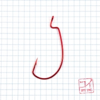 Крючок KOI "SUPER LOCK WORM ", размер 5/0 (INT), цвет RED, офсетный (10 шт.), KH6531-5/0RED