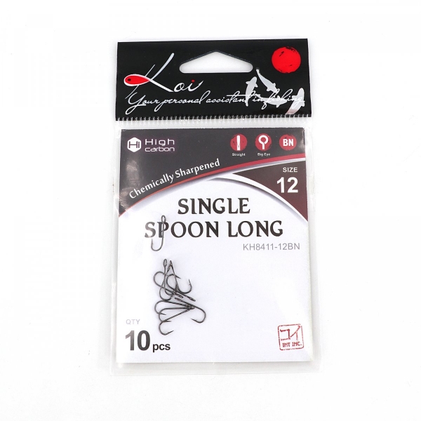 Крючок KOI "SINGLE SPOON LONG", размер 12 (INT), цвет BN (10 шт.), KH8411-12BN