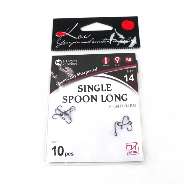 Крючок KOI "SINGLE SPOON LONG", размер 14 (INT), цвет BN (10 шт.), KH8411-14BN