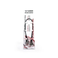 Поводок стальной NAMAZU Leader 1х7 Nylon Coated Black, d-0,36 мм, L-20 см, test- 16 кг (уп. 5 шт.), N-17LSB36-20L