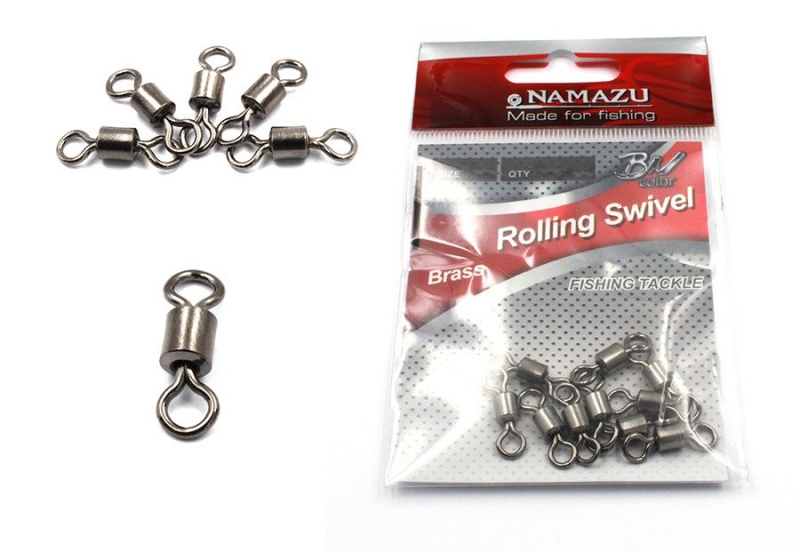 Вертлюг Namazu ROLLING SWIVEL, латунь, цв. BN, р. 7, test-14 кг (уп.10 шт), N-FT-CS7