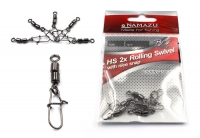 Вертлюг двойной с застежкой Namazu HS 2X ROLLING SWIVELS WITH NICE SNAP, цв. BN, р. 14, test-4 кг (у, N-FT-HSD14