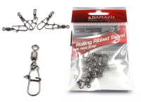 Вертлюг с застежкой Namazu ROLLING RIBBED SWIVEL WITH NICE SNAP, цв. BN, р. 3, test-57 кг, катаный (, N-FT-RSNS3