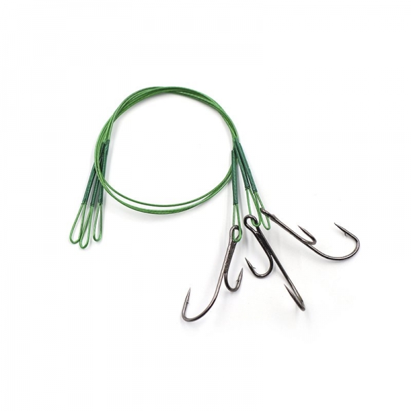 Поводок стальной NAMAZU Leader 1х7 Nylon Coated Green, d-0,33 мм, L-20 см, с живцовым крючком 4715 D, N-LS33-20DR2L