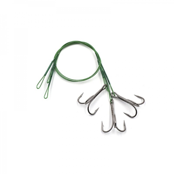 Поводок стальной NAMAZU Leader 1х7 Nylon Coated Green, d-0,33 мм, L-20 см, с тройным крючком 35647 R, N-LS33-20TR4L