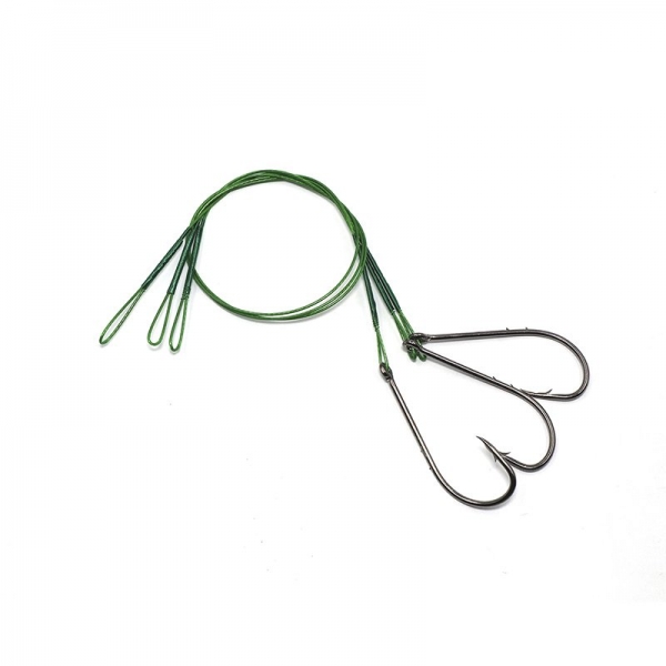 Поводок стальной NAMAZU Leader 1х7 Nylon Coated Green, d-0,39 мм, L-20 см, с одинарным крючком 92247, N-LS39-20BH1/0L
