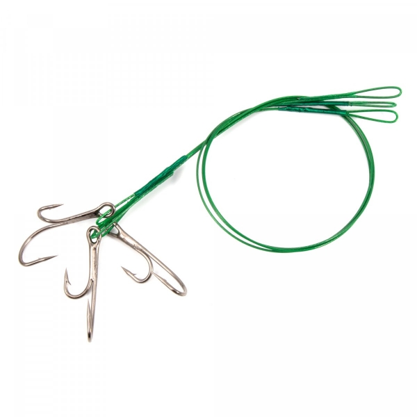 Поводок стальной NAMAZU Leader 1х7 Nylon Coated Green, d-0,39 мм, L-20 см, с живцовым крючком 4715 D, N-LS39-20DR1L
