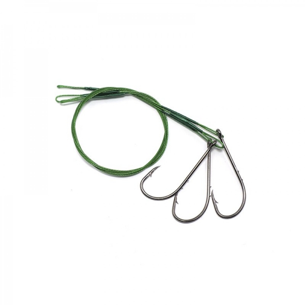 Поводок стальной NAMAZU Leader 1х7 Nylon Coated Green, d-0,39 мм, L-30 см, с одинарным крючком 92247, N-LS39-30BH1/0L