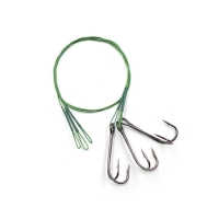 Поводок стальной NAMAZU Leader 1х7 Nylon Coated Green, d-0,39 мм, L-30 см, с двойным крючком 7826 Do, N-LS39-30D1/0L