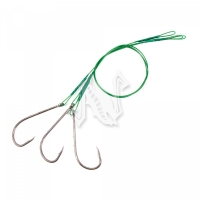 Поводок стальной NAMAZU Leader 1х7 Nylon Coated Green, d-0,42 мм, L-20 см, с одинарным крючком 92247, N-LS42-20BH2/0L