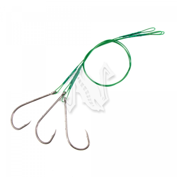 Поводок стальной NAMAZU Leader 1х7 Nylon Coated Green, d-0,42 мм, L-20 см, с одинарным крючком 92247, N-LS42-20BH2/0L
