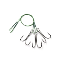 Поводок стальной NAMAZU Leader 1х7 Nylon Coated Green, d-0,42 мм, L-20 см, с двойным крючком 7826 Do, N-LS42-20D2/0L