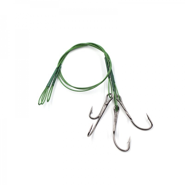 Поводок стальной NAMAZU Leader 1х7 Nylon Coated Green, d-0,42 мм, L-20 см, с живцовым крючком 4715 D, N-LS42-20DR1/0L