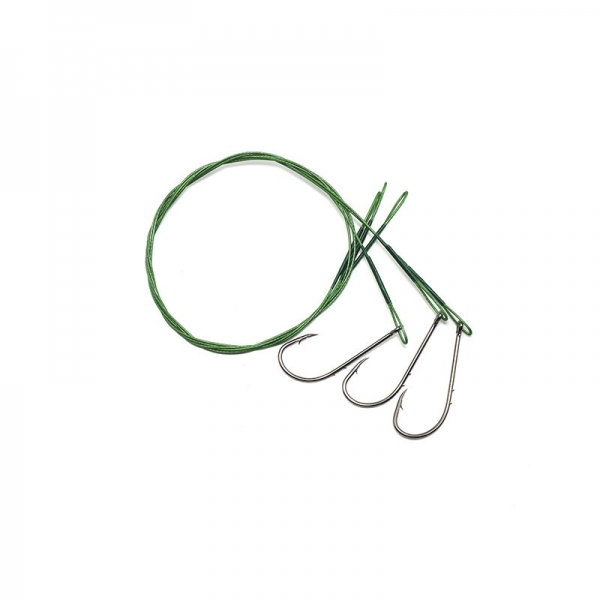 Поводок стальной NAMAZU Leader 1х7 Nylon Coated Green, d-0,42 мм, L-40 см, с одинарным крючком 92247, N-LS42-40BH1/0L