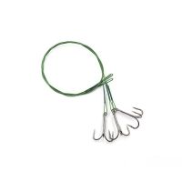 Поводок стальной NAMAZU Leader 1х7 Nylon Coated Green, d-0,42 мм, L-40 см, с тройным крючком 35647 R, N-LS42-40TR2L