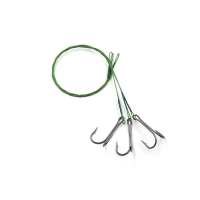 Поводок стальной NAMAZU Leader 1х7 Nylon Coated Green, d-0,48 мм, L-40 см, с двойным крючком 7826 Do, N-LS48-40D2/0L