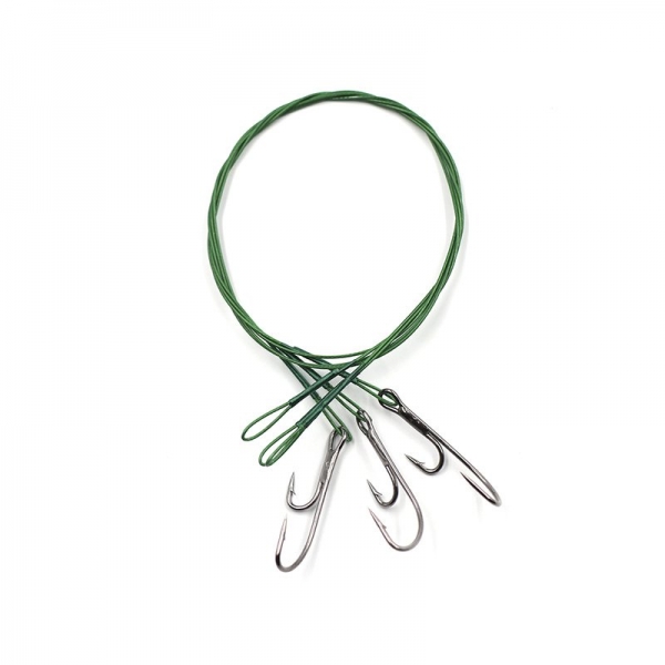 Поводок стальной NAMAZU Leader 1х7 Nylon Coated Green, d-0,48 мм, L-40 см, с живцовым крючком 4715 D, N-LS48-40DR2/0L