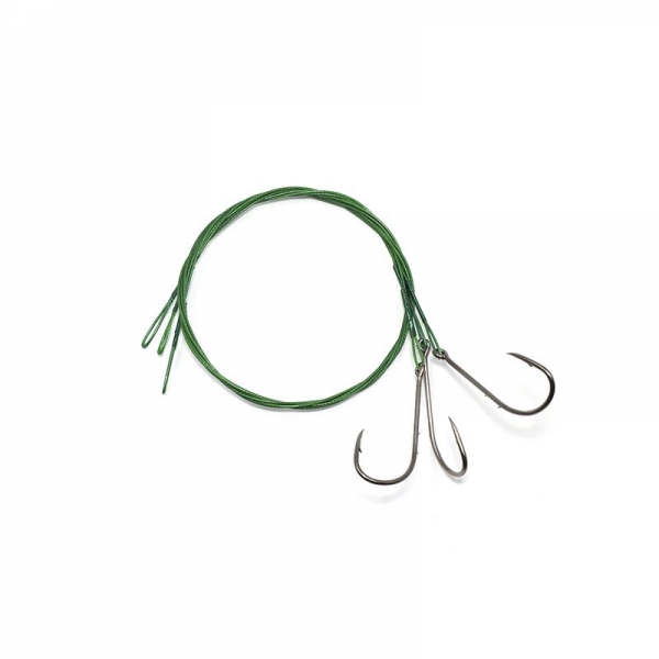 Поводок стальной NAMAZU Leader 1х7 Nylon Coated Green, d-0,48 мм, L-50 см, с одинарным крючком 92247, N-LS48-50BH3/0L