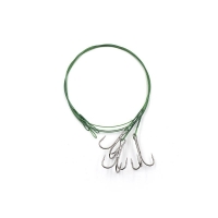 Поводок стальной NAMAZU Leader 1х7 Nylon Coated Green, d-0,48 мм, L-50 см, с тройным крючком 35647 R, N-LS48-50TR1L