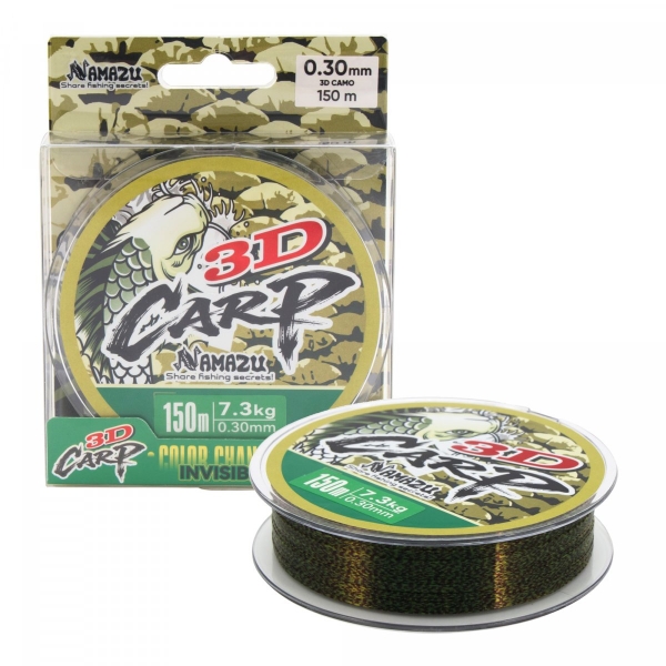 Леска Namazu 3D Carp, L-150 м, d-0,30 мм, test-7,3 кг, 3D Camo, N3DC150-0,30
