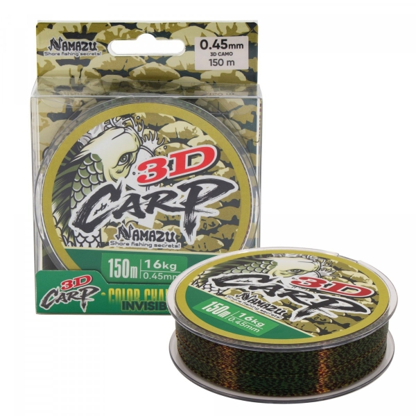 Леска Namazu 3D Carp, L-150 м, d-0,45 мм, test-16 кг, 3D Camo, N3DC150-0,45