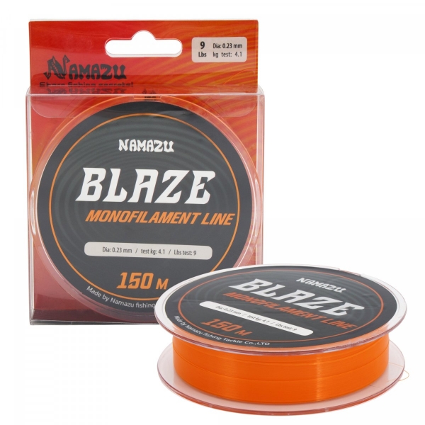 Леска Namazu Blaze, L-150 м, d-0,23 мм, test-4,1 кг, оранжевая, NB150-0,23
