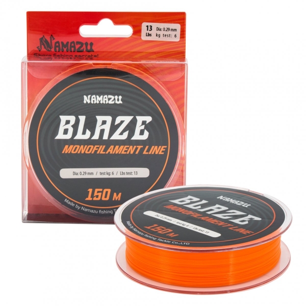 Леска Namazu Blaze, L-150 м, d-0,29 мм, test-6 кг, оранжевая, NB150-0,29