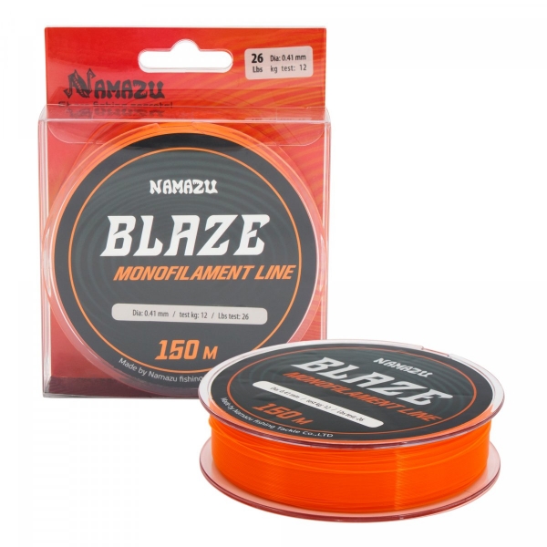 Леска Namazu Blaze, L-150 м, d-0,41 мм, test-12 кг, оранжевая, NB150-0,41