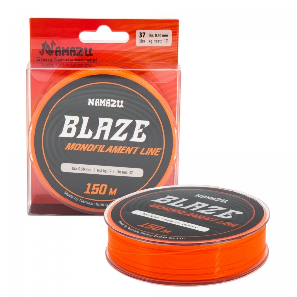 Леска Namazu Blaze, L-150 м, d-0,50 мм, test-17 кг, оранжевая, NB150-0,50