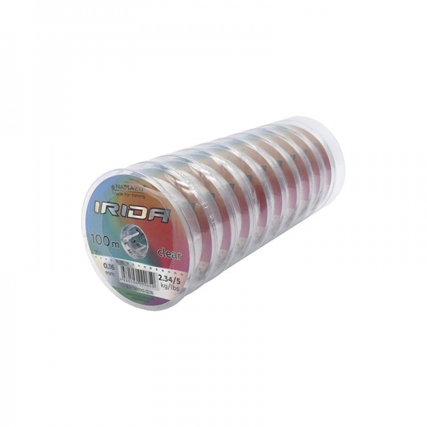 Леска Namazu "Irida",  L-100 м, d-0,16 мм, test-2,34 кг, прозрачная (уп. 10 шт.), NI100-0,16