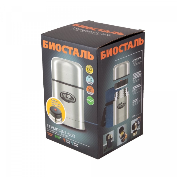 Термос для еды "Биосталь", 0,5 л, в чехле, NT-500