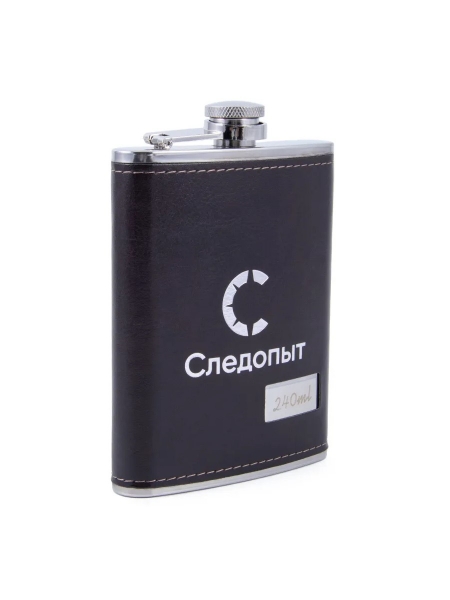 Фляжка «СЛЕДОПЫТ - Browny» в кож. оплете, 240 мл, цв. корич., PF-BD-F18
