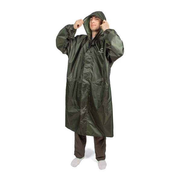 Плащ для охоты и рыбалки СЛЕДОПЫТ, непромокаемый, Taffeta PU 3000, хаки, р. 60-62, PF-RC-22