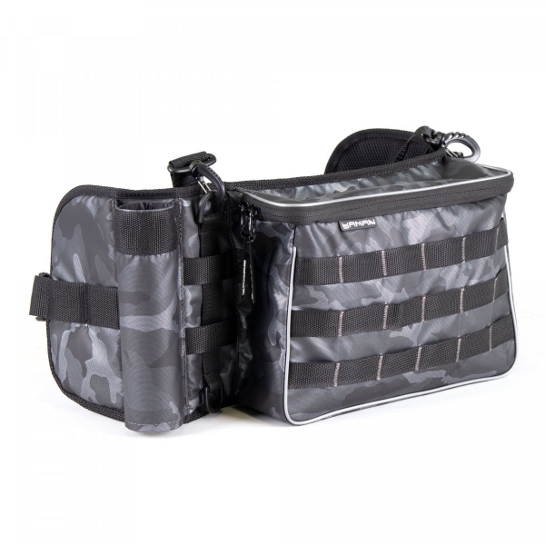Сумка рыболовная поясная "Yaman" Fishing Belt Bag, 74х22х10 см, цв. сер.камуфляж + 2 кор. LUNO 20, Y-FBB-02