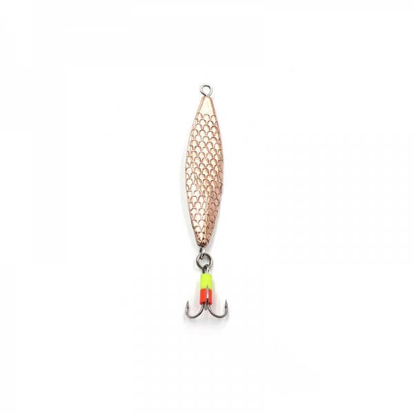Блесна вертикальная "ЯМАН" Листок с тройником, размер 40 мм, вес 5,4 г, цвет никель/медь, Я-БВ84