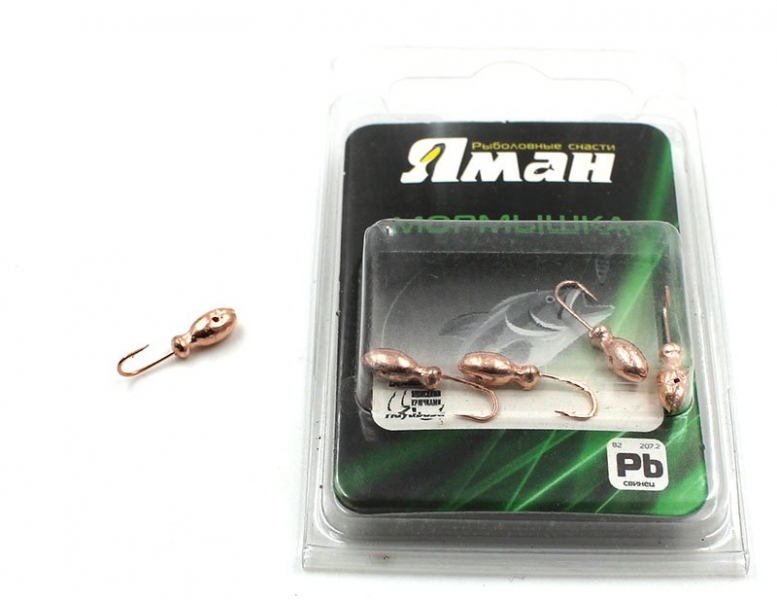 Мормышка "ЯМАН" щелкун с отв.,цв.COPPER PLATED, вес 0,5 г (уп. 5 шт.), Я-МР0032