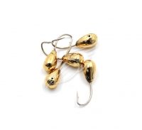 Мормышка "ЯМАН" капля с отв.,цв.GOLD PLATED, d 4, вес 0,45 г (уп. 5 шт.), Я-МР0044