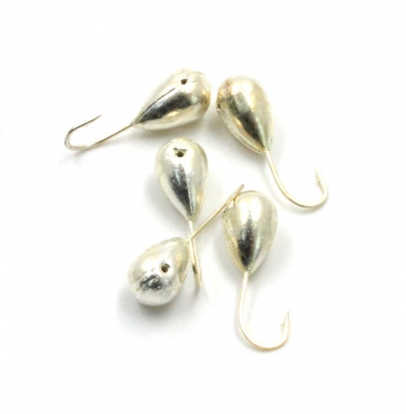 Мормышка "ЯМАН" капля с отв.,цв.SILVER PLATED, d 5, вес 0,9 г (уп. 5 шт.), Я-МР0050
