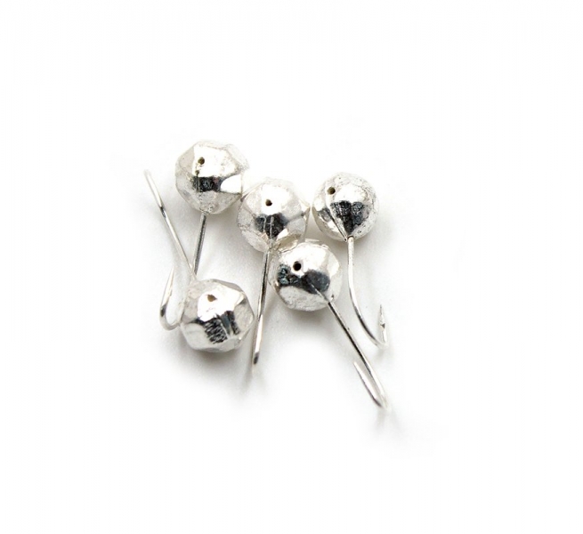 Мормышка "ЯМАН" шар с отв.,цв.SILVER PLATED, d 5, гран., вес 0,7 г (уп. 5 шт.), Я-МР0110