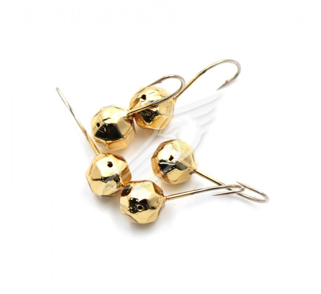 Мормышка "ЯМАН" шар с отв.,цв.GOLD PLATED, d 6, гран., вес 1,2 г (уп. 5 шт.), Я-МР0119